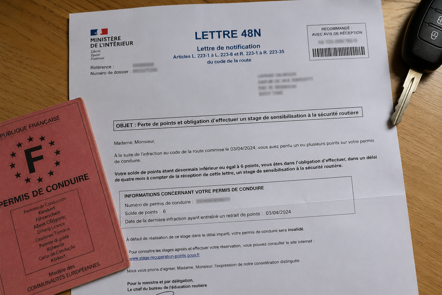 Jeune conducteur présentant sa lettre 48N pour organiser un stage obligatoire à Pézenas