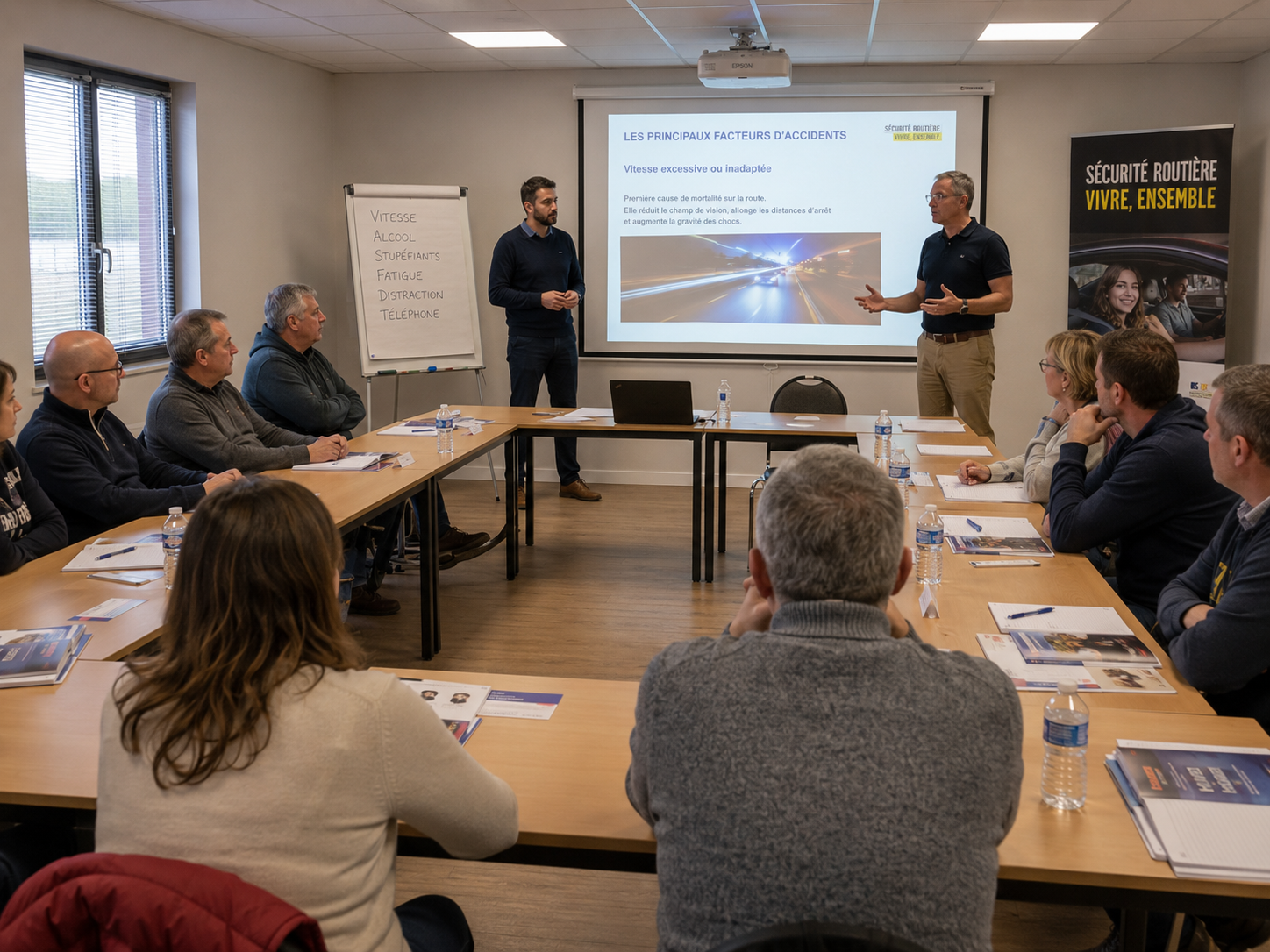 Atelier pratique de sensibilisation à la sécurité routière organisé pour des conducteurs